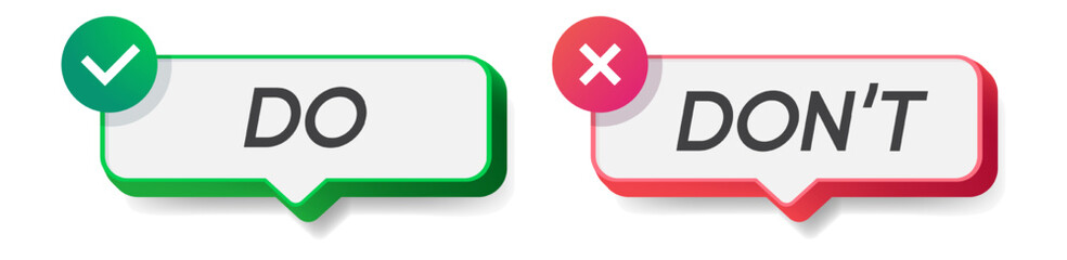 Do and dont sticker 3d style on white background vector 10 eps