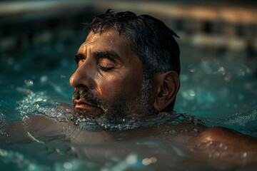 Happy people visiting bathhouse taking pleasure from hot water procedures spa center, Generative AI