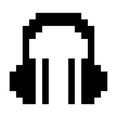 Headphones in 8bit pixel art style. icon retro style.