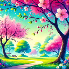 Spring Blossom Trees in Full Bloom