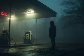 Modern gas station car fuel petrol stop charge made with Generative AI transport diesel shop cafe