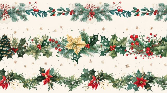 A variety of festive borders including Christmas, birthday, and seasonal themes arranged on a single page