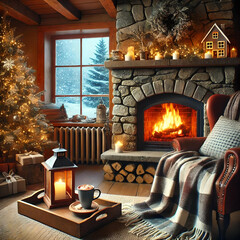 Cozy Winter Evening by the Fireplace