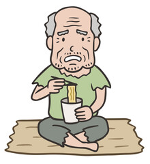 貧乏な高齢者の男性