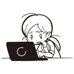 ビジネス_ノートパソコンで作業をする若い女性