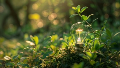Lampadina ecologica verde, concetto di energia pulita