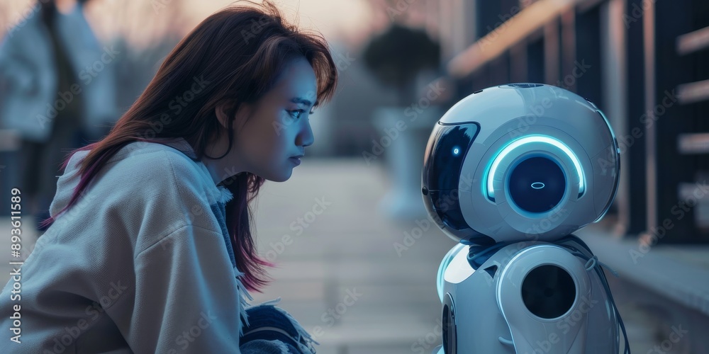 Aufkleber An AI-powered language translation device helping people communicate across different languages, highlighting the role of AI in breaking language barriers