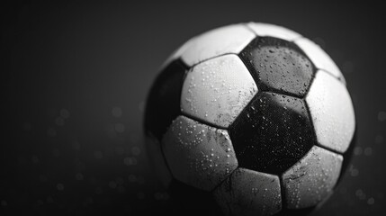 Fototapeta premium A black and white image of a soccer ball with a simple silhouette shape