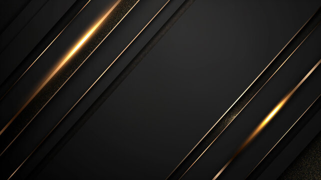Black gold background. Luxurious brilliant lines.
