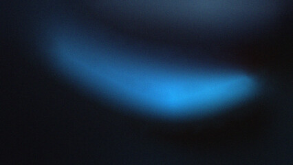 Dark blue grainy gradient background. Glowing blue wave noise texture shape on a black background, dark backdrop