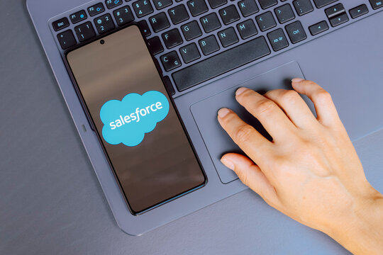 July 22, 2024, Paraguay. In this photo illustration, the Salesforce logo is displayed on a smartphone screen.