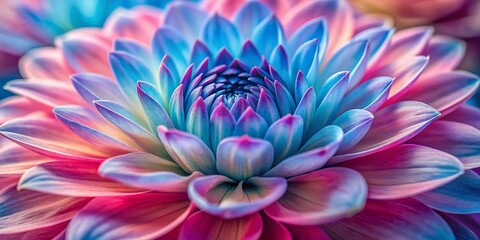 Vibrant pink and blue petals of a delicate flower unfold in a stunning close-up, showcasing intricate details and textures against a soft, blurred background.