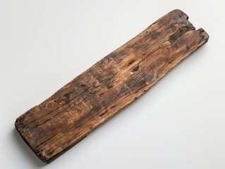 Fototapeta premium Weathered Wooden Plank on White Background.