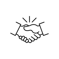 Shake hand line icon. Simple outline style for web and app. Handshake, hands, partnership, business concept. Vector illustration isolated on white background.