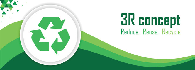Waste management and recycling banner, 3R concept, abstract pattern design, reduce, reuse, recycle, save the earth and nature, go green, environment day, eco friendly