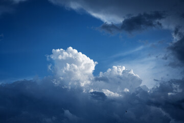 Beautiful dramatic sky with white clouds.
