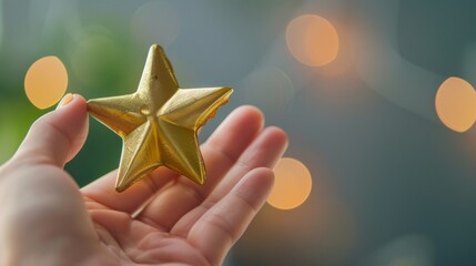 person holding a gold star