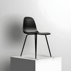 minimal solid black chair on white background AI generative