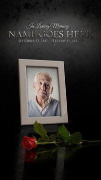 Funeral Flower Card Template. Vertical Stories Opener.