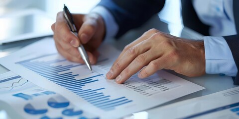 Fototapeta premium A business owner reviewing financial statements and banking accounts with a commercial banking advisor