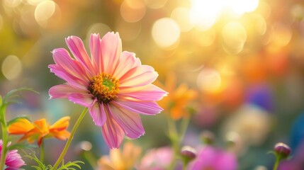 Obraz premium Bright flower in full bloom, with sunshine enhancing its colors