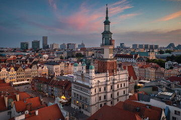 Old Market Square in Poznan at sunset. Poland