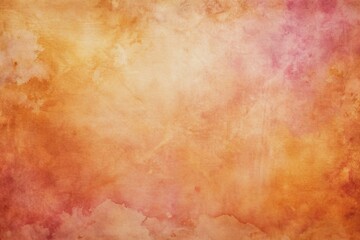 Obraz premium Softly blended orange and pink watercolor hues on distressed vintage paper, featuring subtle peach and light red undertones with organic textured grunge stains.