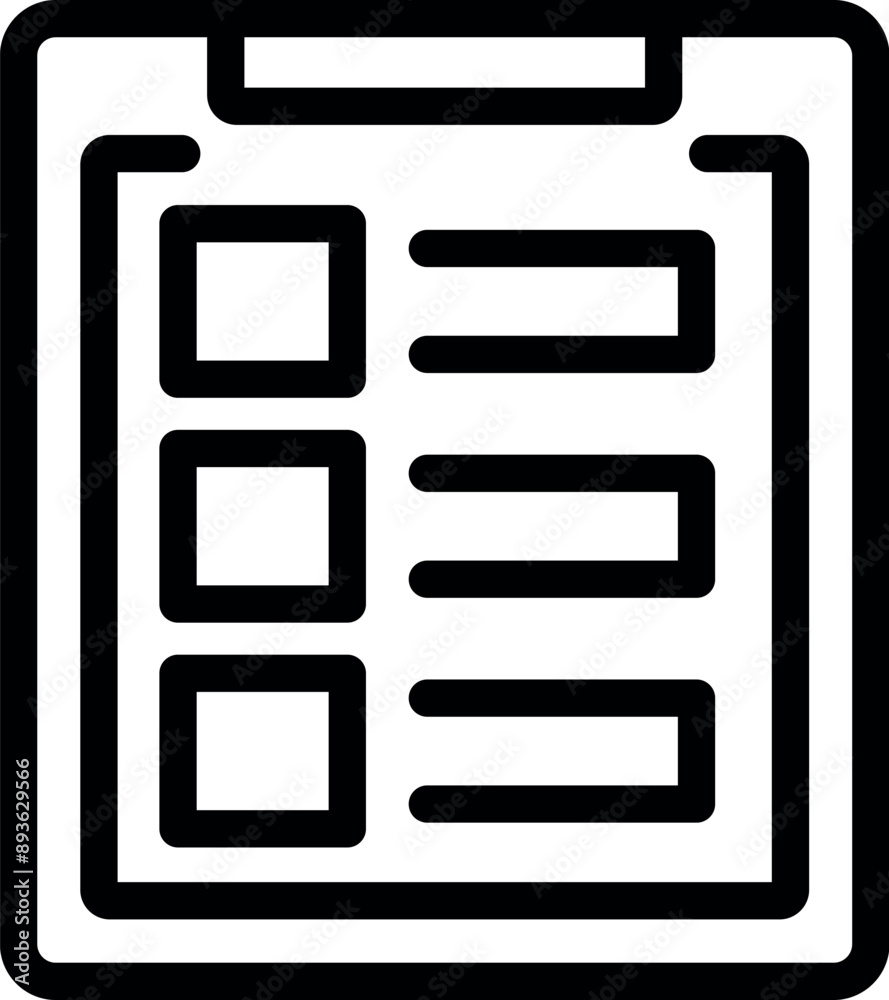 Poster clipboard with checklist icon, office document symbol in simple style isolated on white background