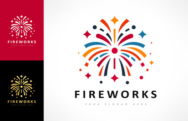 fireworks and stars logo vector design