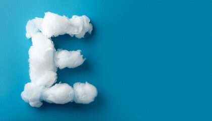 Naklejka premium Capital letter E made of clouds or soft cotton. Fluffy airy style. Scrapbook activity. Generative AI