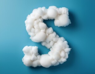 Capital letter S made of clouds or soft cotton. Fluffy airy style. Scrapbook activity. Generative AI