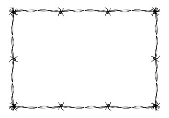 wire barb silhouette frame, rectangle shape, wire frame graphic art line