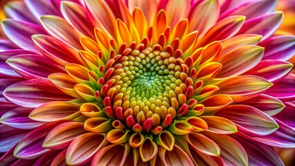 Vibrant, intricately detailed macro flower burst with vivid colors, showcasing delicate petals and stamens, captured with exceptional clarity using powerful super zoom technology.