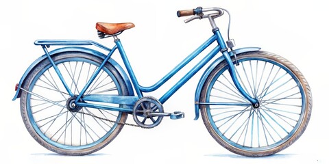 Fototapeta premium Watercolor Illustration of a Blue Vintage Bicycle