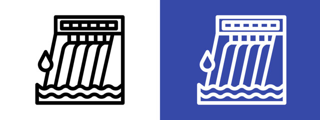 Hydroelectric dam icon logo sign set vector outline