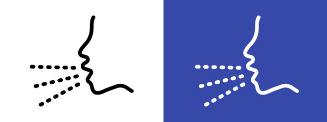 man coughs icon logo sign set vector outline