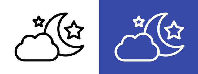 Moon and stars icon logo sign set vector outline