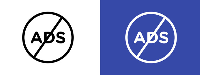 No ads icon logo sign set vector outline
