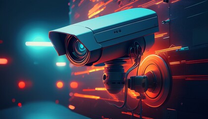 Security camera targeting a detected intrusion. AI generated