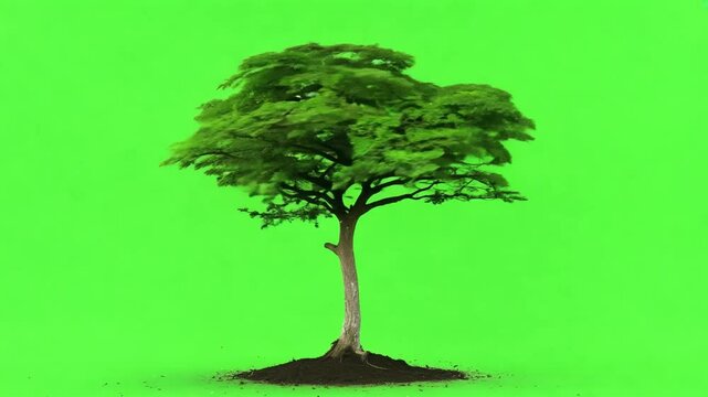 Time lapse of a growing tree on a green screen. Perfect for symbolizing growth, nature, or time.