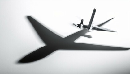 Shadow of an airplane on a white background
