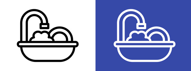 Washing plate icon logo sign set vector outline