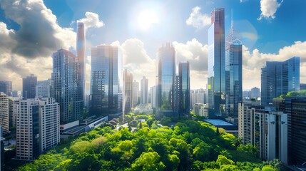 Modern Cityscape with Lush Greenery