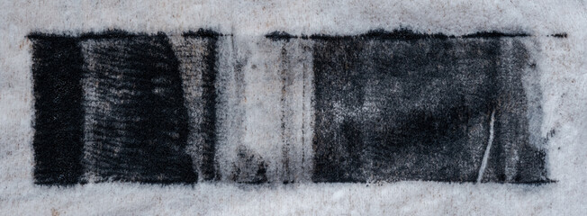 real single wet linocutting paint roller texture isolated on white fabric cotton background.