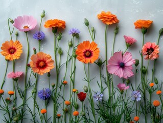 Fototapeta premium Colorful Paper Flower Display, Creative Garden Accent