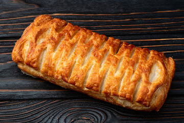 Golden Puff pastry stuffed with sausage and cheese