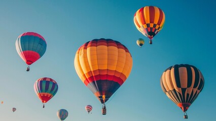 Obraz premium Colorful Hot Air Balloons Floating in a Clear Sky, Generative AI illustration