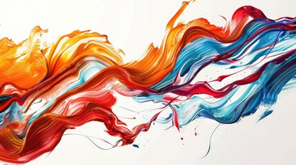 Obraz premium Abstract splash of color with ribbon-like brush strokes forming a wave pattern.