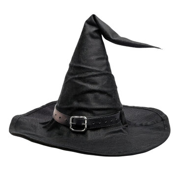 A black witch hat isolated transparent background
