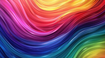 Fluid ribbon strokes in rainbow colors forming a vibrant and dynamic wave pattern.